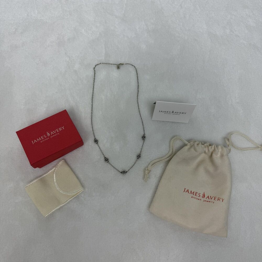 James Avery Sterling Silver 925 Daisy Flower Station Necklace 20in Gift Chain